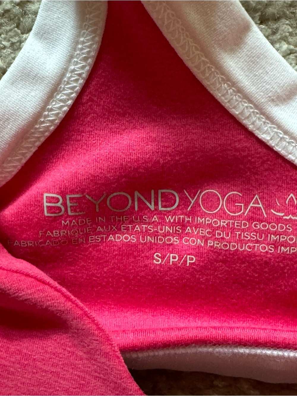 NEW Beyond Yoga Spacedye Outlines Bra in Vivid Pink / Cloud White - Picture 6 of 6
